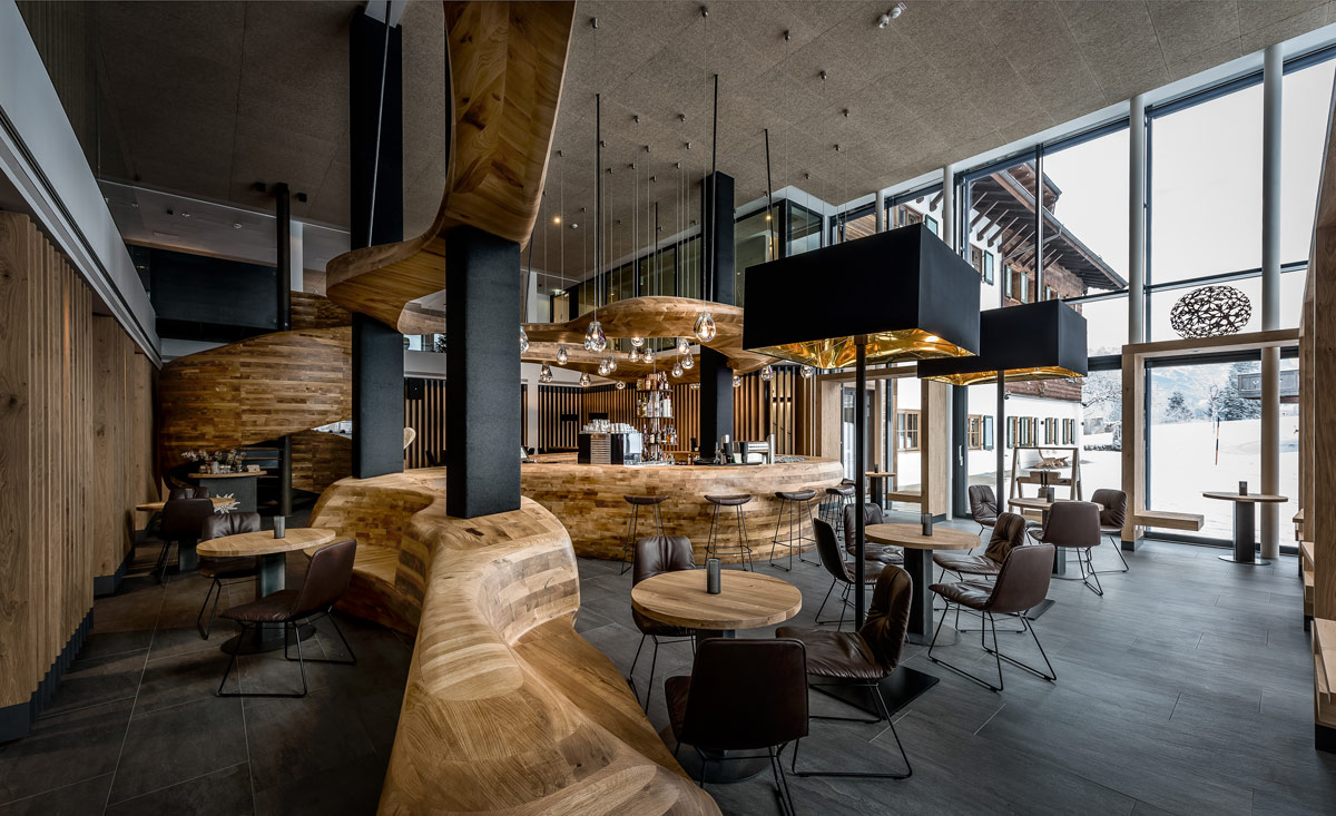 Design und Bergpanorama im Hotel Puradies in Leogang