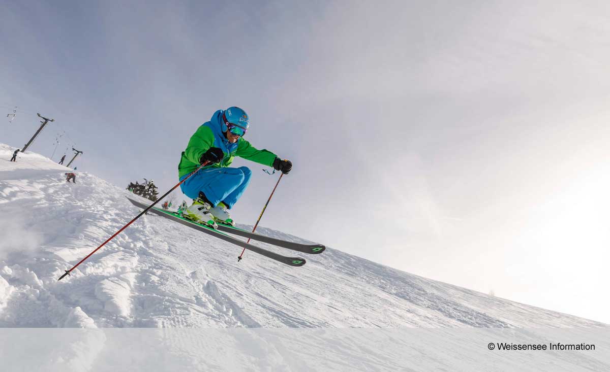 Perfekt präparierte Skipisten im Skigebiet Weissensee in Kärnten