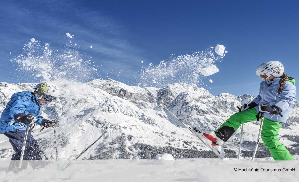 Schnee-Spaß im Winterurlaub und Skiurlaub im Skigebiet Hochkönig
