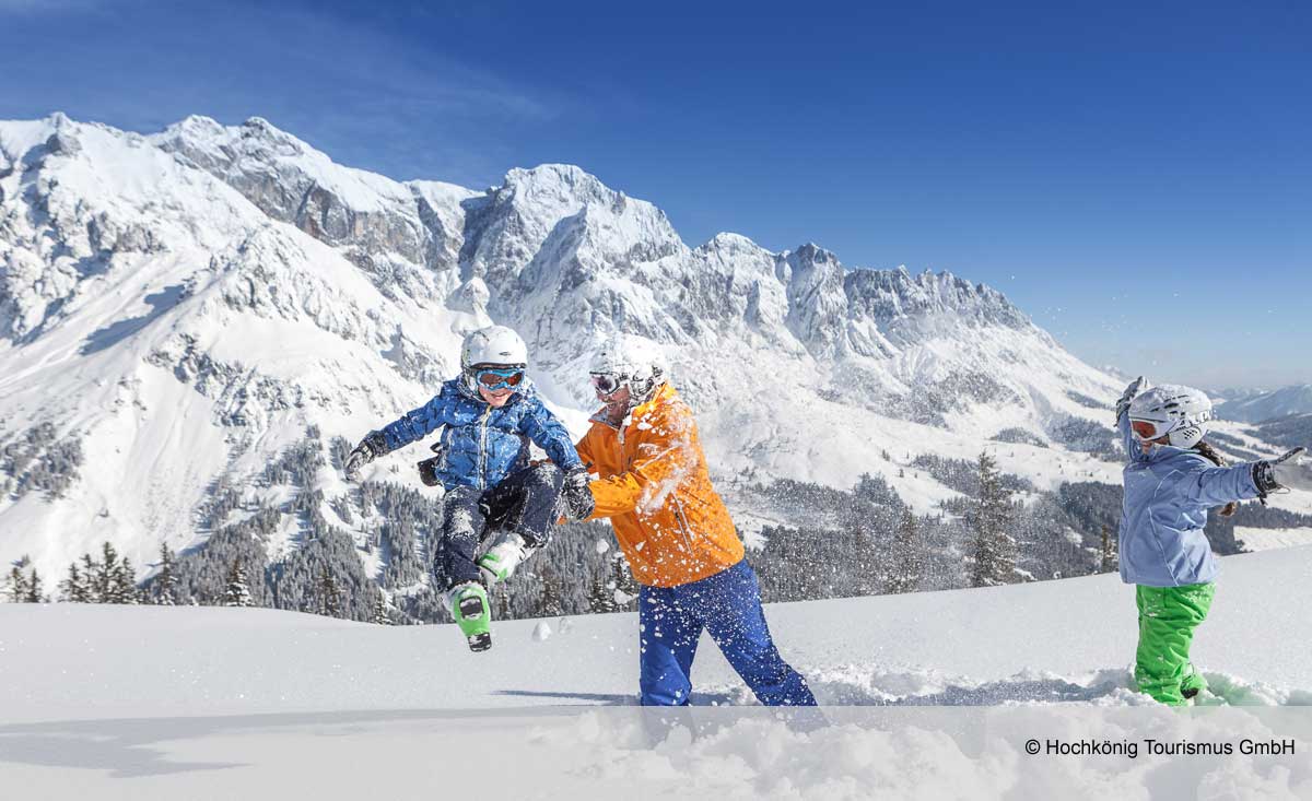Action und Spannung beim Skifahren im Skigebiet Hochkönig
