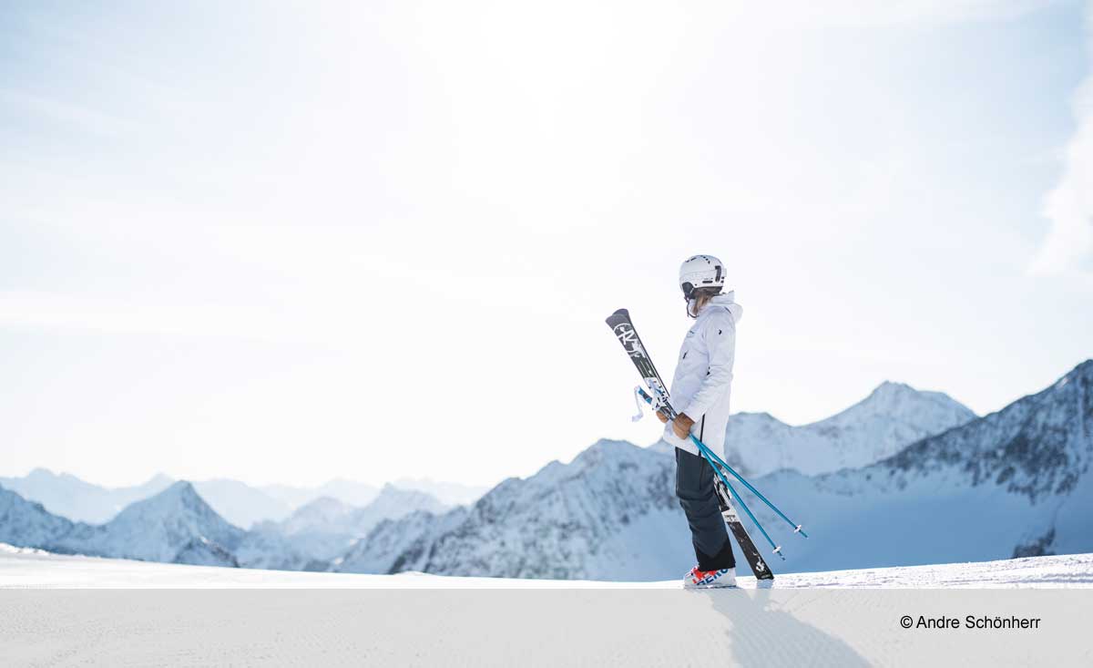 Skifahren in den Stubaier Alpen in Tirol