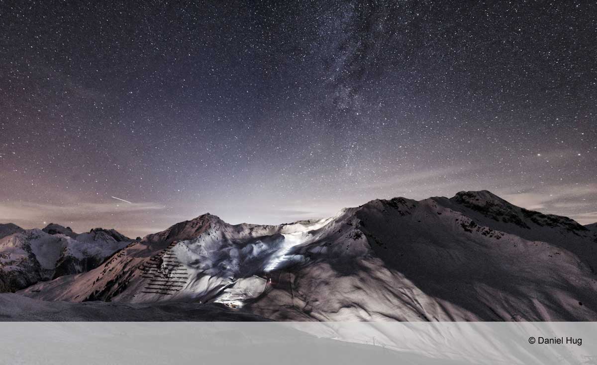 Wunderschöner Sternenhimmel im Skigebiet Silvretta Montafon